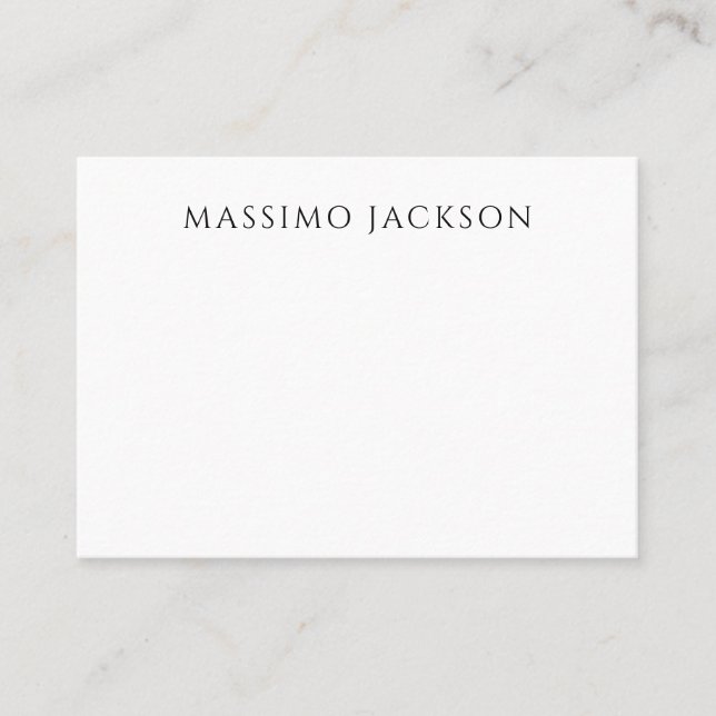 Tarjeta De Presentación Own Name Calligraphy Chic Plain Simple Black White (Anverso)