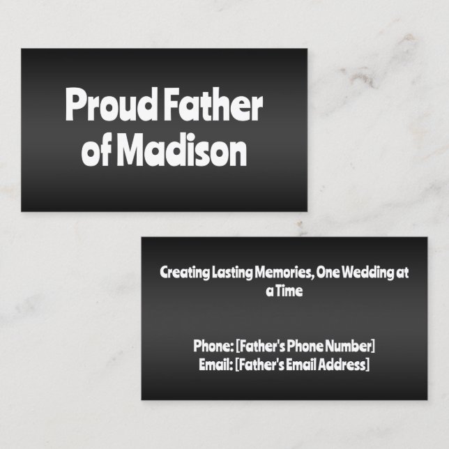 Tarjeta De Presentación Padre del Boda de la novia (Anverso / Reverso)