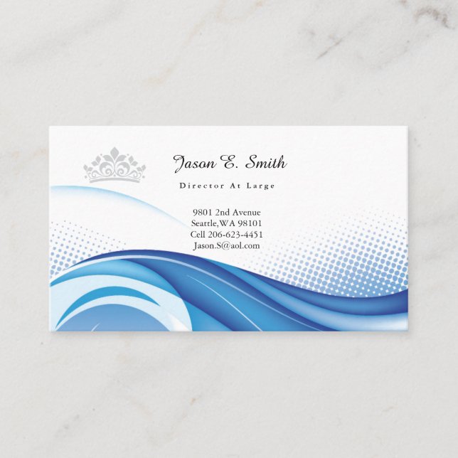 Tarjeta De Presentación Pageant Crown Ocean Wave Business Card (Anverso)