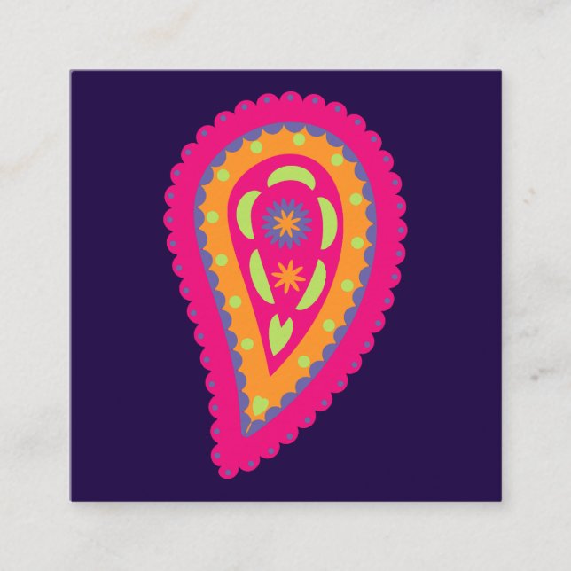 Tarjeta De Presentación Paisley Colorido (Anverso)