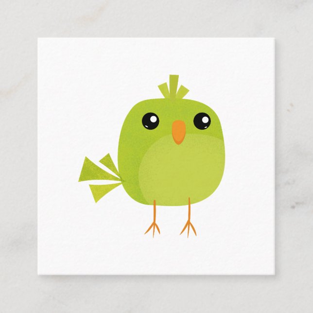 Tarjeta De Presentación Pájaro Verde Dibujos Animados   (Anverso)