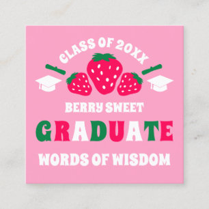 Tarjeta De Presentación Palabras de sabiduría para graduación de fresa par
