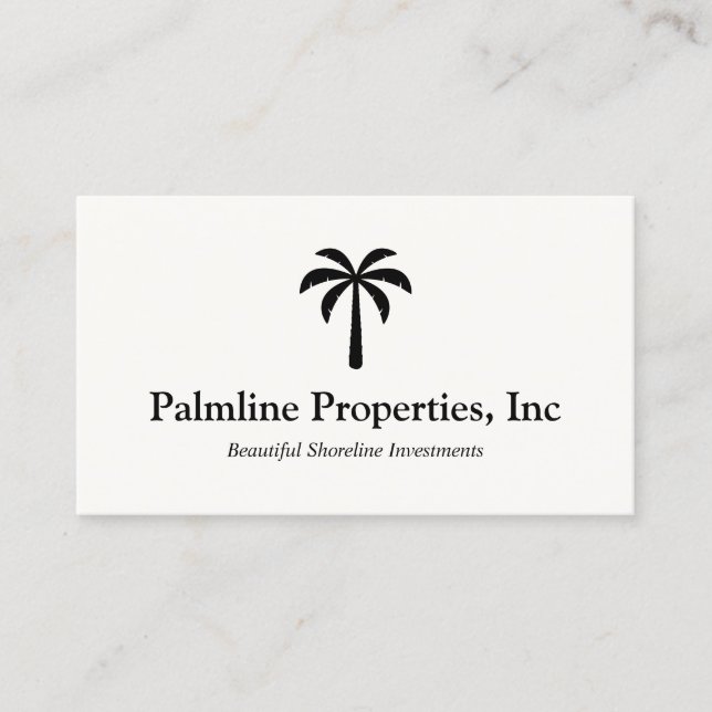 Tarjeta De Presentación Palm Tree Beach Front Inmobiliario (Anverso)