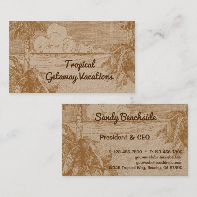 Tarjeta De Presentación Palm Trees de Playa Tropical Personalizado de Arte (Anverso / Reverso)