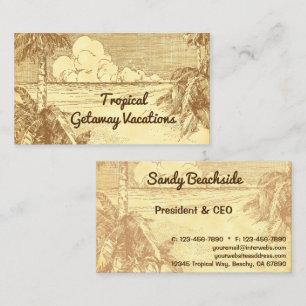 Tarjeta De Presentación Palm Trees de Playa Tropical Personalizado de Arte