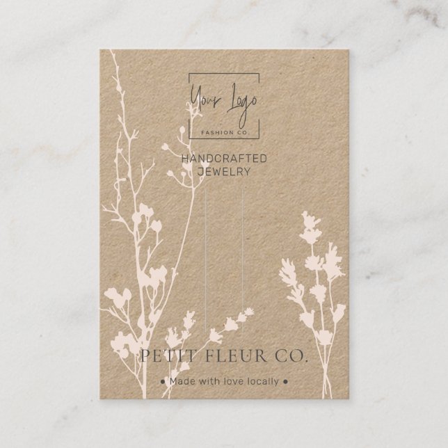 Tarjeta De Presentación Pantalla Kraft Paper Wildflowers Jewelclip (Anverso)