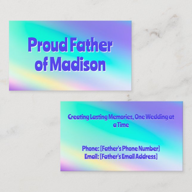 Tarjeta De Presentación Papá de la novia (Anverso / Reverso)