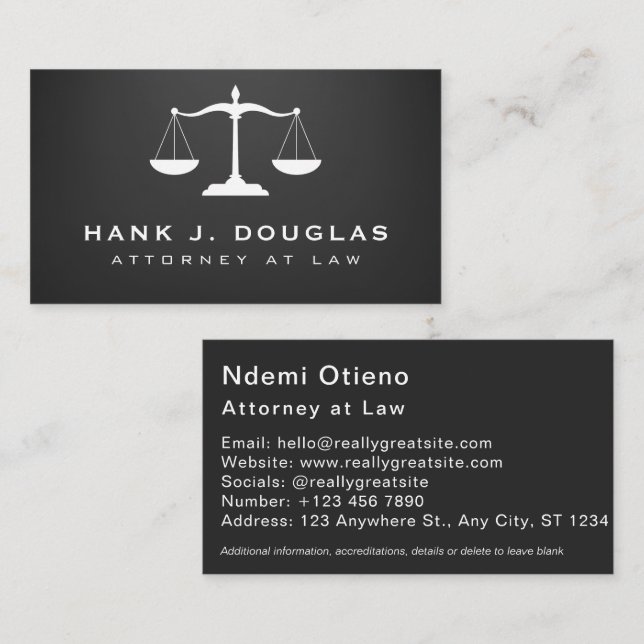 Tarjeta de presentación para abogados de la escala (Anverso / Reverso)