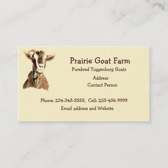 Tarjeta de presentación para animales de la granja (Anverso)