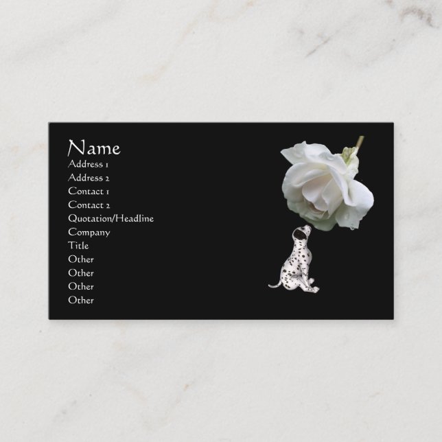 Tarjeta de presentación para animales de rosa blan (Anverso)