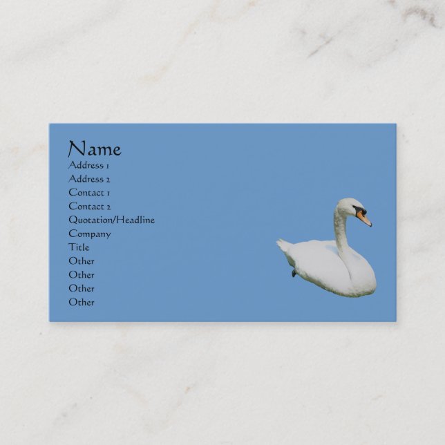 Tarjeta de presentación para animales de Swan (Anverso)