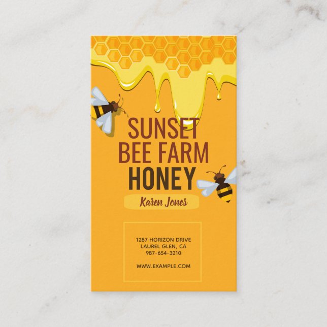 Tarjeta de presentación para apicultores Bee Farm  (Anverso)