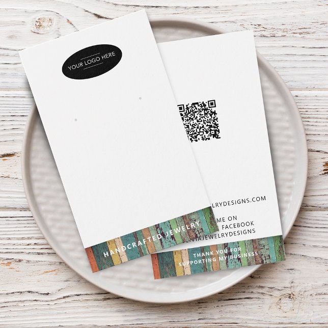 Tarjeta de presentación para aretes con código QR  (Chic Add Your Logo QR Code Earring Display Card)