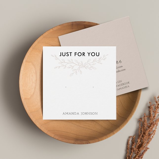 Tarjeta de presentación para aretes de estudio de  (Stud Earring Display Card With Modern Branch Earthy Blush)