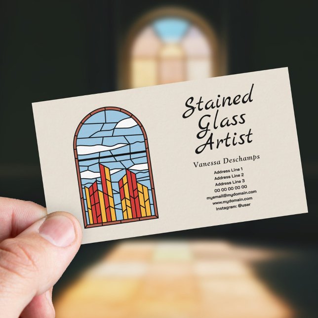 Tarjeta de presentación para artista de vidrio man (Business Card for Stained Glass Artist)