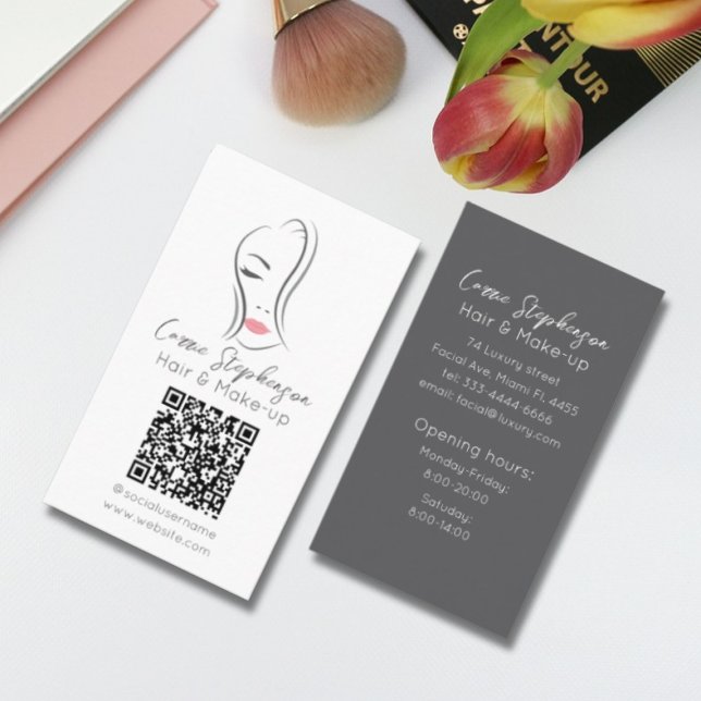 Tarjeta de presentación para artistas estilistas d (Hair and Make-up business card design)