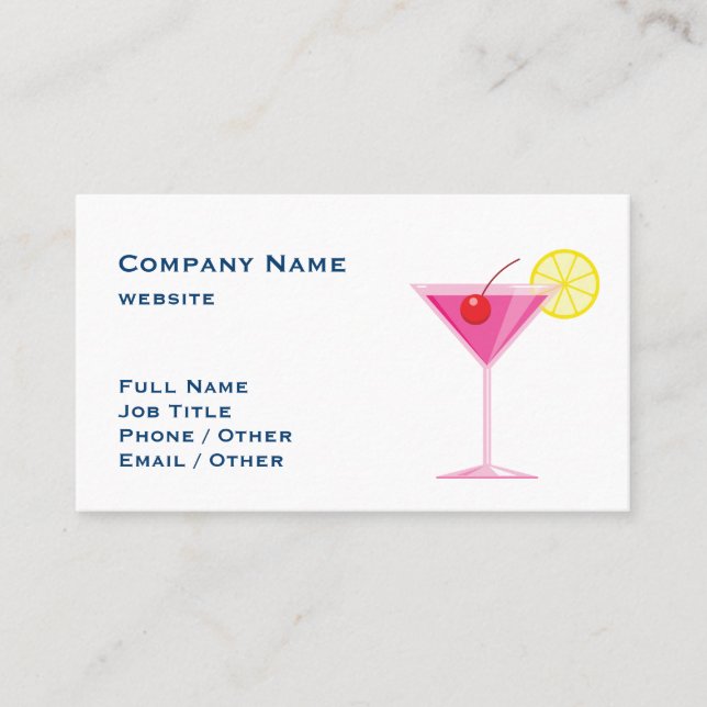 Tarjeta de presentación para bebidas rosadas tropi (Anverso)