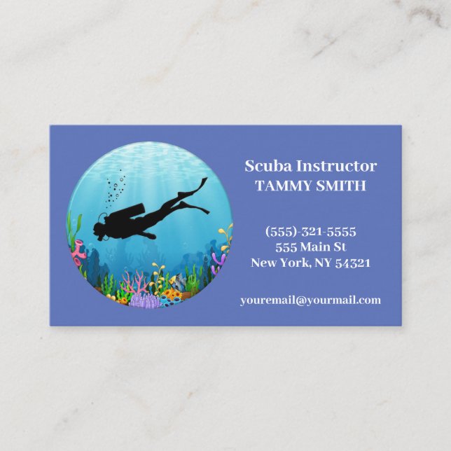 Tarjeta de presentación para buceo Scuba (Anverso)