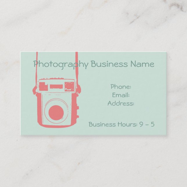 Tarjeta de presentación para cámara de caña Girly  (Anverso)