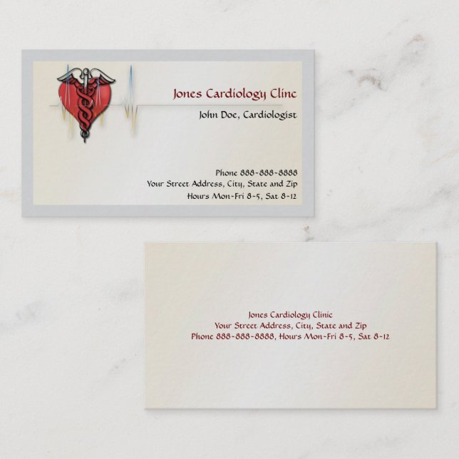 Tarjeta de presentación para cardiólogos (Anverso / Reverso)