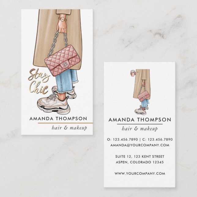 Tarjeta de presentación para Chav con café de chic (Anverso / Reverso)