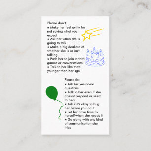 Tarjeta de presentación para Chica de cumpleaños s