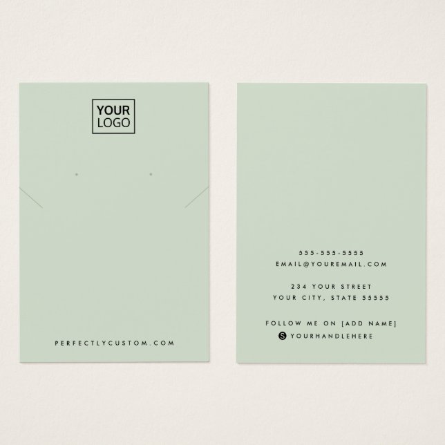 Tarjeta de presentación para collar y pendientes e (Anverso y reverso)