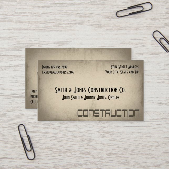 Tarjeta de presentación para construcción de contr (Anverso/Reverso In Situ)
