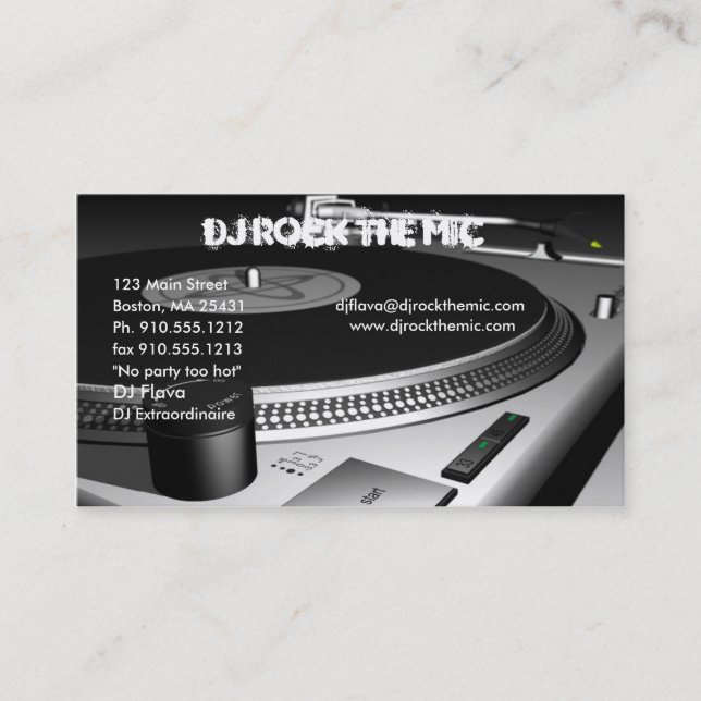 Tarjeta de presentación para DJ (Anverso)