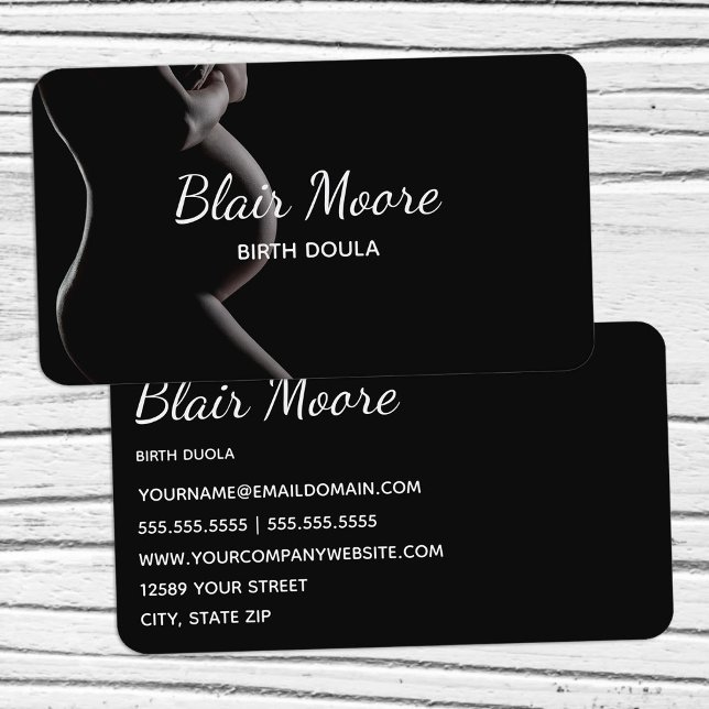 Tarjeta de presentación para el embarazo de la par (Black Birth Doula Midwife Pregnancy Business Cards)