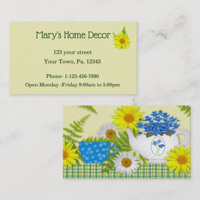 Tarjeta de presentación para el té de jardín (Anverso / Reverso)