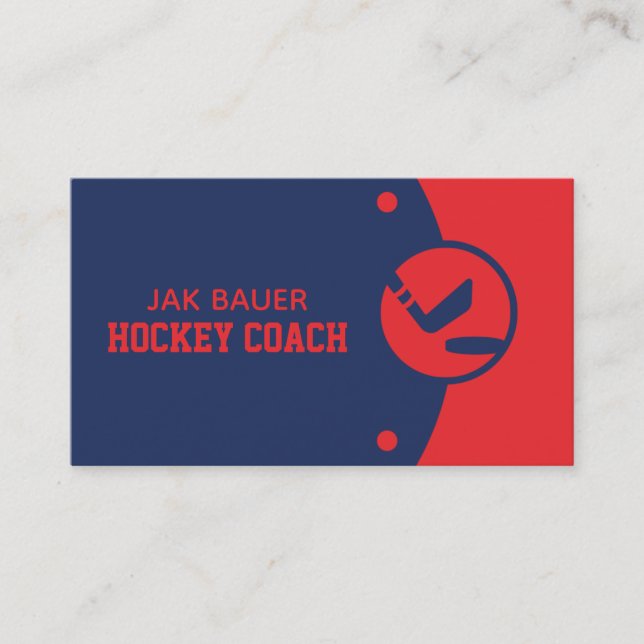 Tarjeta de presentación para entrenador de hockey (Anverso)