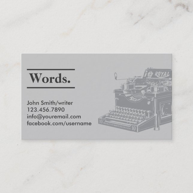 Tarjeta de presentación para escritores de máquina (Anverso)