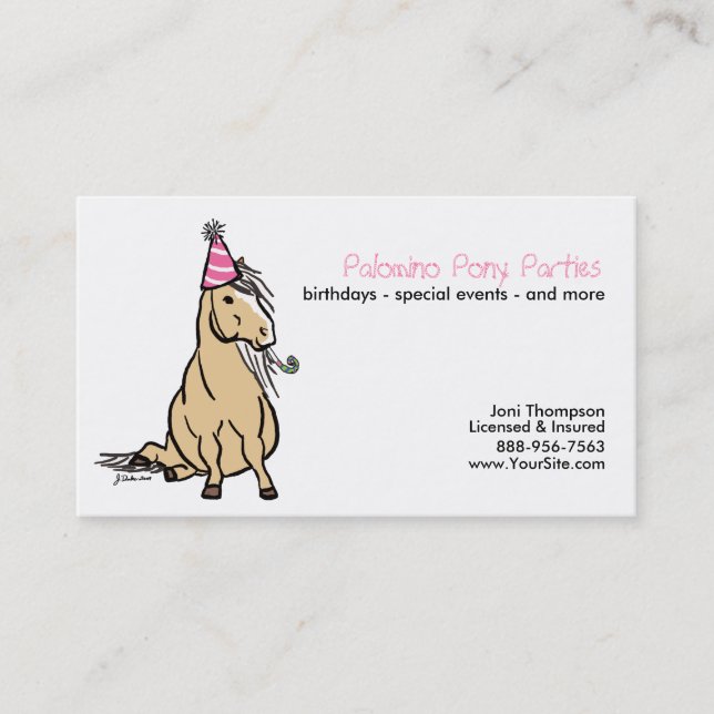 Tarjeta de presentación para Fiestas Pony (Anverso)