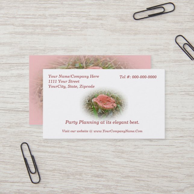 Tarjeta de presentación para hongos rosa (Anverso/Reverso In Situ)