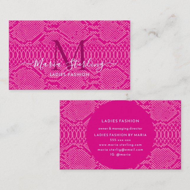 Tarjeta de presentación para la piel de Python ros (Anverso / Reverso)