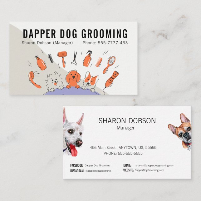 Tarjeta de presentación para Mascotas Dapper Dog G (Anverso / Reverso)