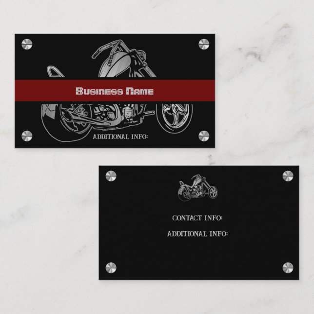 Tarjeta de presentación para motocicletas negra y  (Anverso / Reverso)