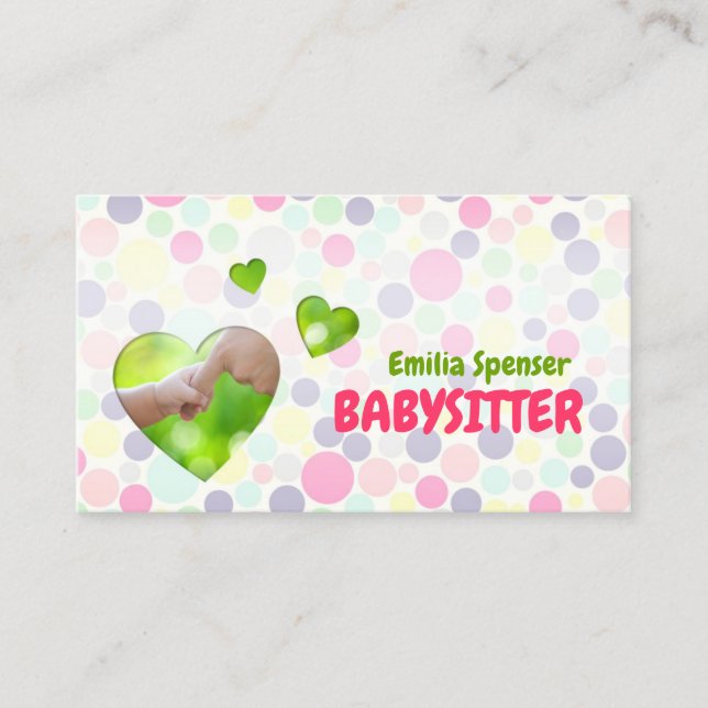 Tarjeta de presentación para niñeras Nanny Bubbles (Anverso)
