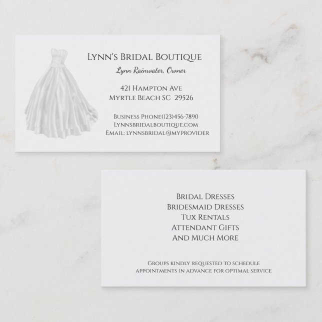 Tarjeta de presentación para Novias (Anverso / Reverso)