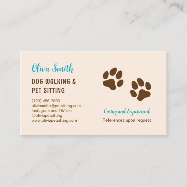 Tarjeta de presentación para paseos de perros y Ma (Anverso)