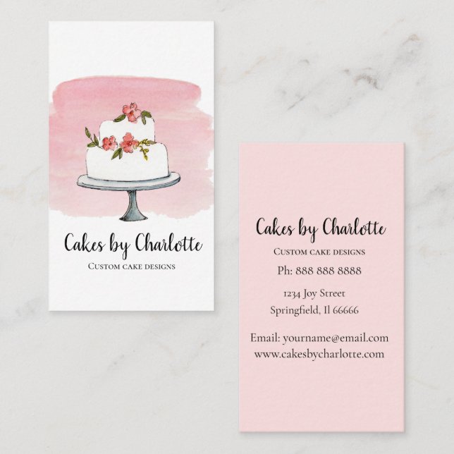 Tarjeta de presentación para pasteles de boda pers (Anverso / Reverso)