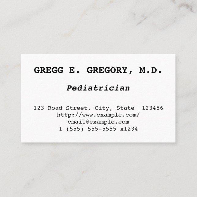 Tarjeta de presentación para pediatras minimalista (Anverso)