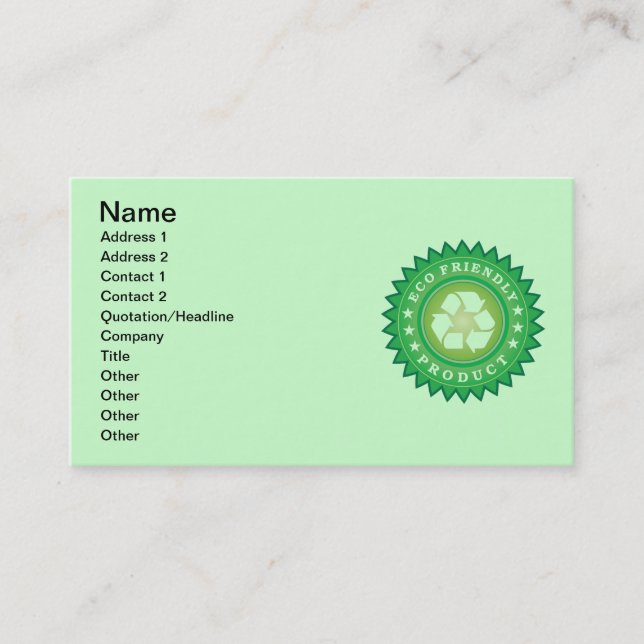 Tarjeta de presentación para Pegatinas de producto (Anverso)