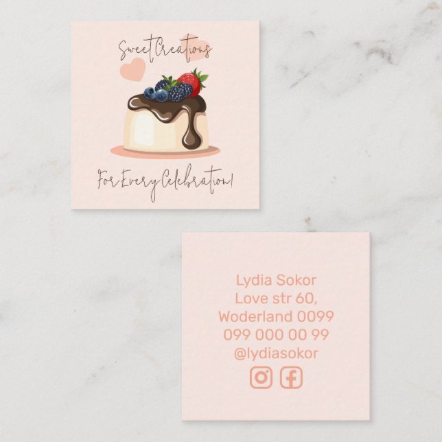 Tarjeta de presentación para personalizado Pastry  (Anverso / Reverso)