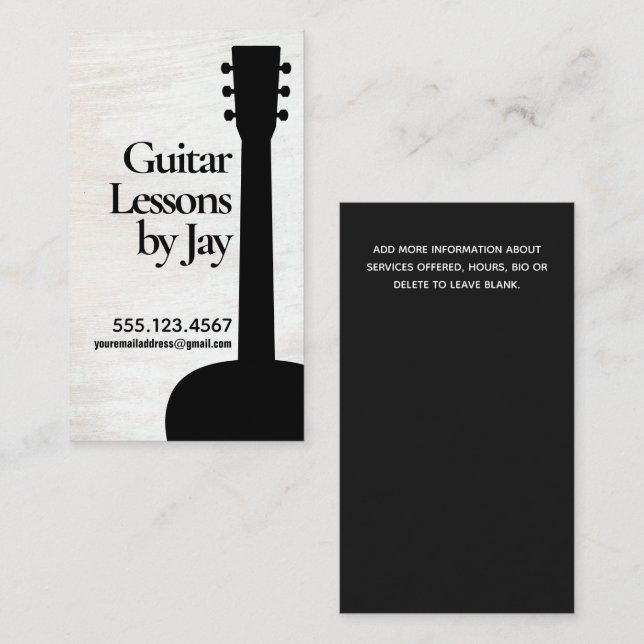 Tarjeta de presentación para profesores de guitarr (Anverso / Reverso)