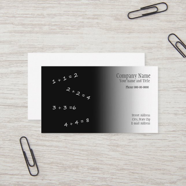 Tarjeta de presentación para profesores de matemát (Anverso/Reverso In Situ)