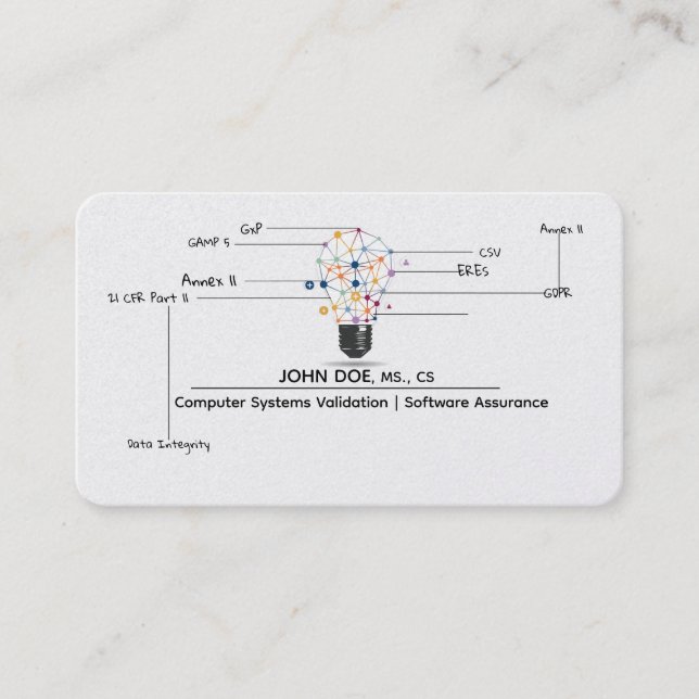 Tarjeta de presentación para QA CSV de TI (Anverso)