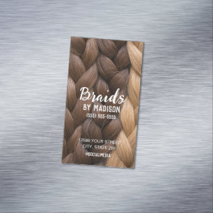 Tarjeta de presentación para trenzado de pelo