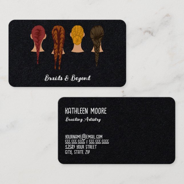Tarjeta de presentación para trenzado de pelo (Anverso / Reverso)